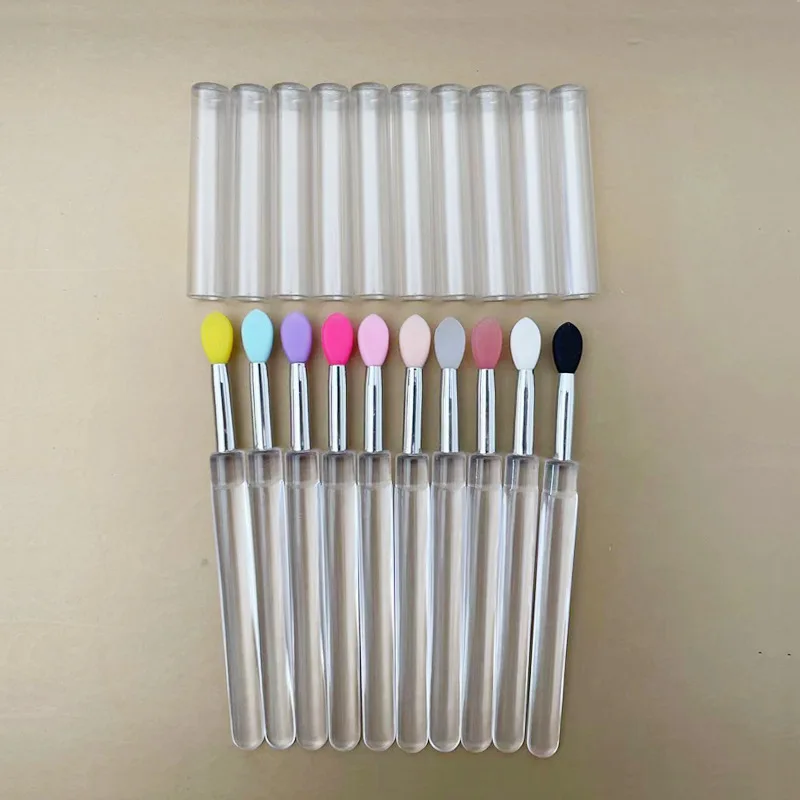 Amazon Hot Sale multifunctional  lip scrub Exfoliate makeup remover brush long Handle silicone lip mask  Applicator Brush with