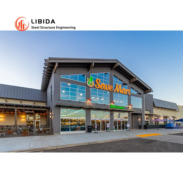 Factory Supply Pre-Engineered Steel Structure Commercial Warehouse Store Building Prefab Metal Shopping Mall Buildings