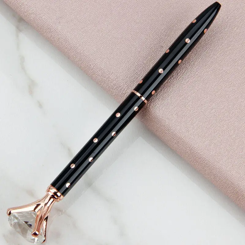 Luxury Crystal Crown Style Metal cute Ballpoint Pen with custom logo Large Crystal Diamond Pen