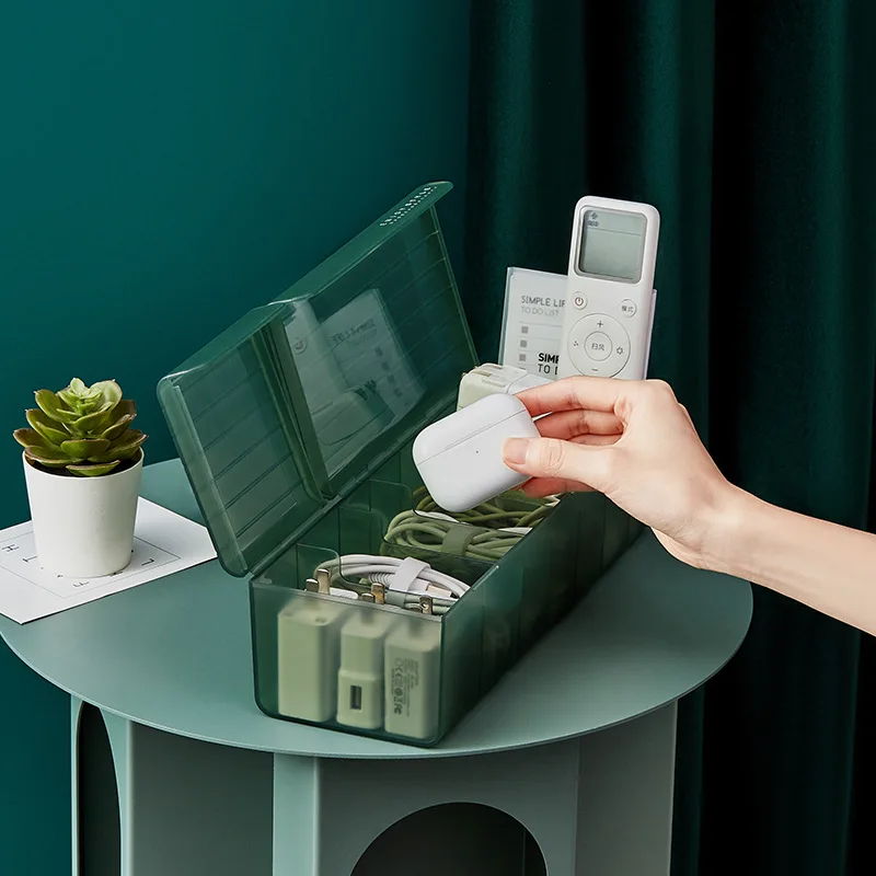 Desktop data line storage mobile phone charging cable sorting power cable storage box