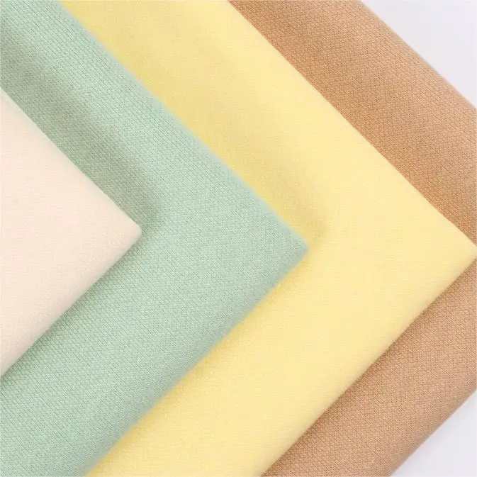 Ready to ship heavyweight cvc 60/40 fleece fabric knit short pile terry fleece fabric for hoodies