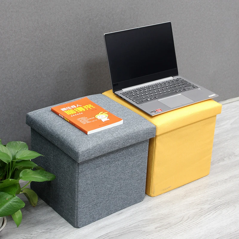 Wholesale polyester household folding sitting seat stool storage box