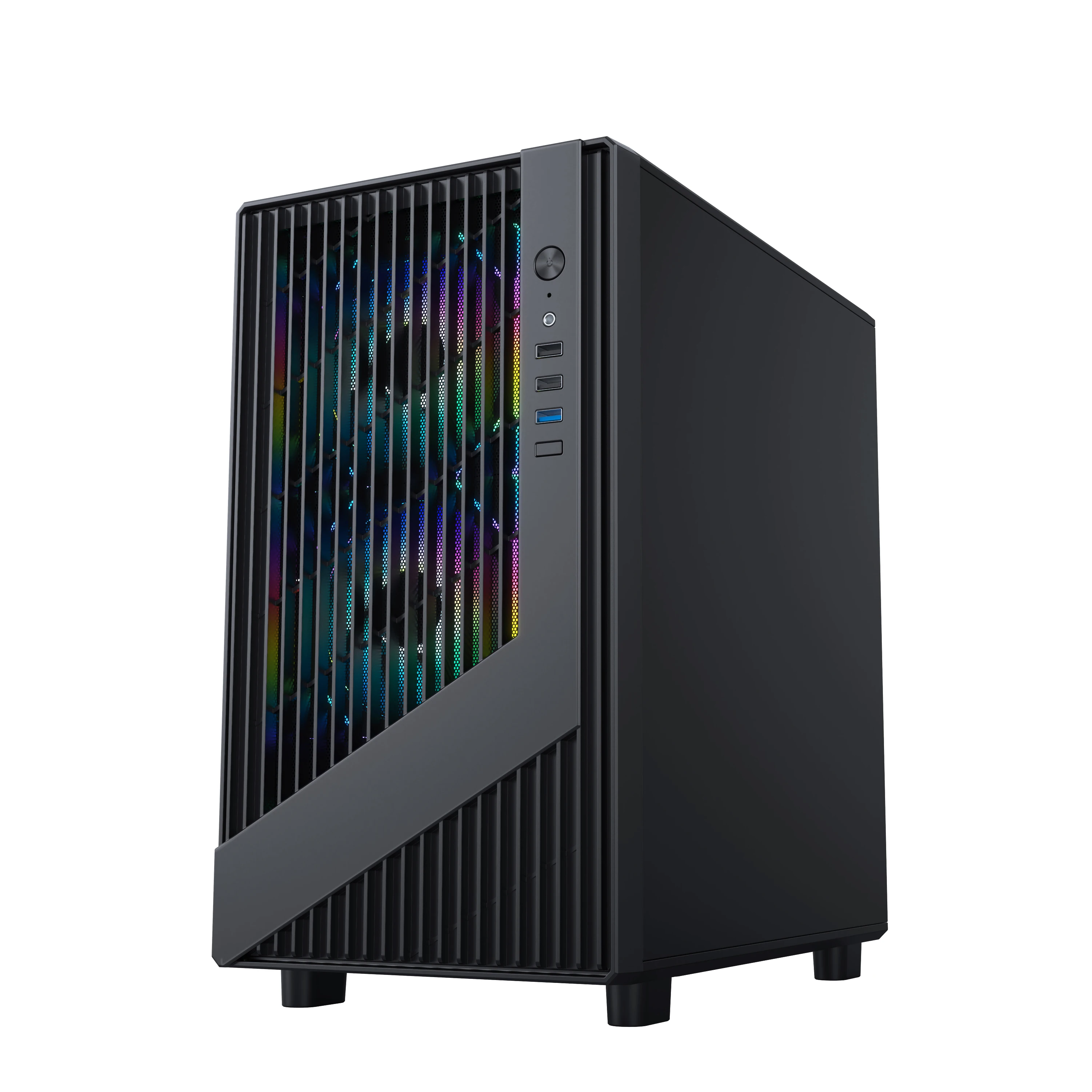 Ruix Meteor black color gaming computer case high quality sea view micro-ATX gaming case for pc computer