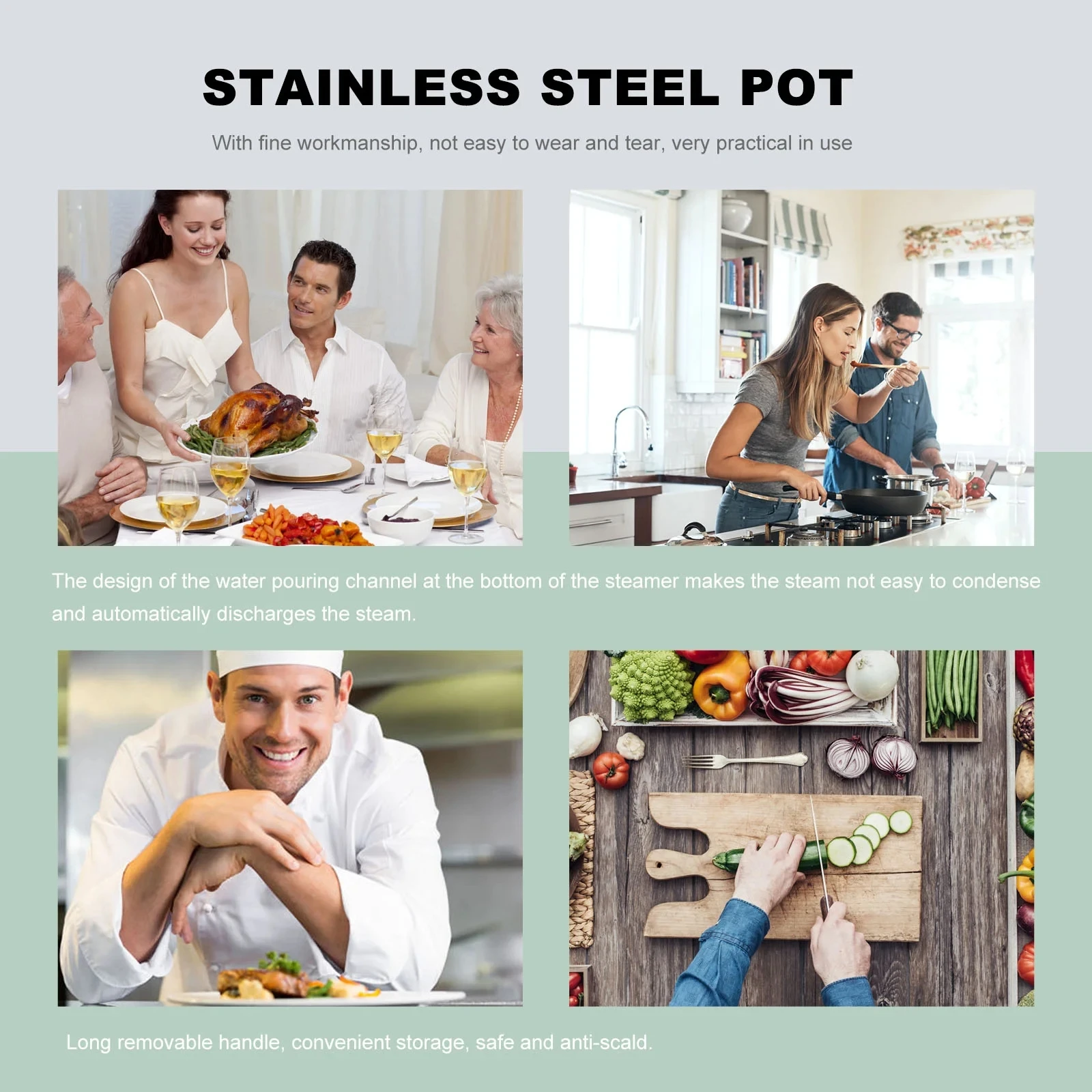 Stainless Steel Noodle Cooking Pot Pasta Pot With Strainer Lid Spaghetti Pot For Home Restaurant Set Pans thick bottom Cookware
