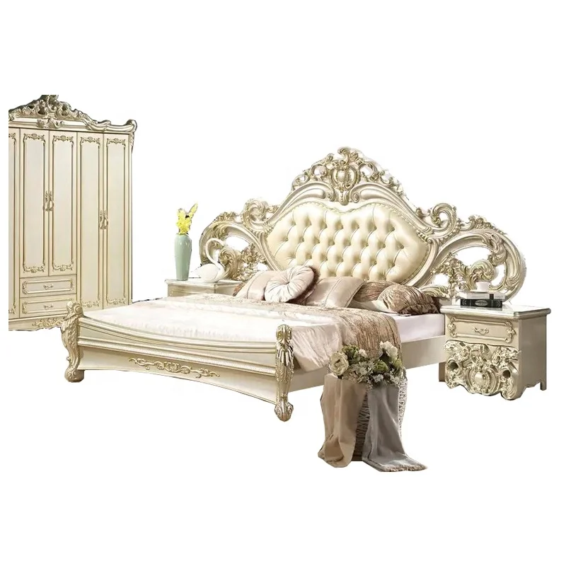 bedroom furniture sets 2.8m large royal household european bed 1.8m double bed solid wood frame