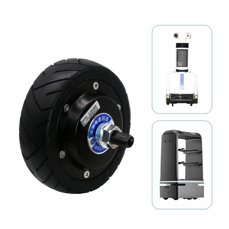 ZLTECH 5.5inch 24v 400RPM 60kg load Rubber tire 1024 PPR encoder brushless electric wheel dc servo hub motor for service robot