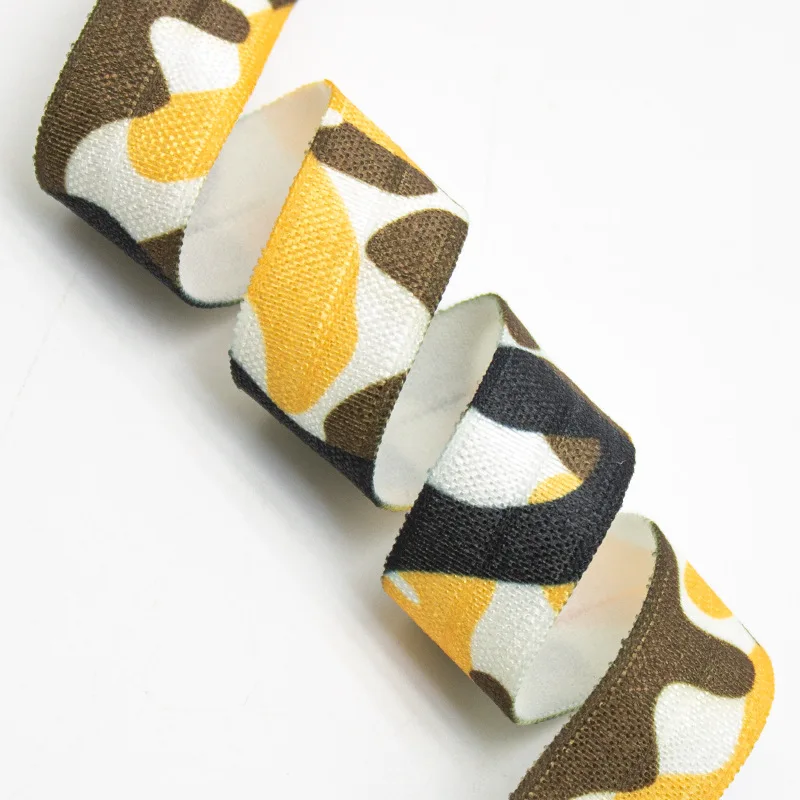 custom camouflage logo print folded elastic for hair band