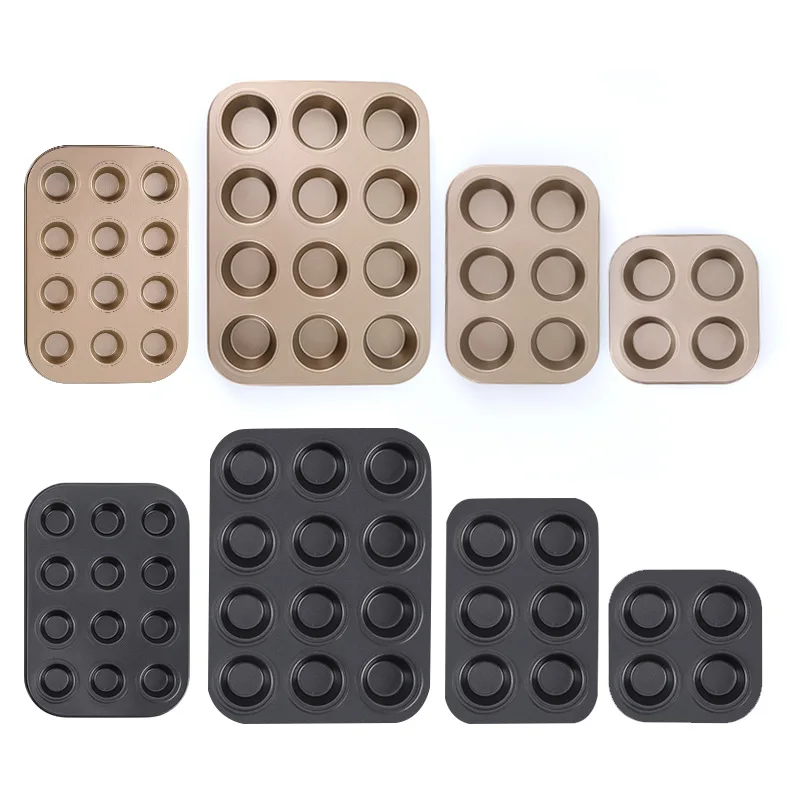 4/6/9/12 Holes Cake Baking Pan Bakeware Muffin Cupcake Cups Mold Diy Non-Stick Baking Dishes Carbon Steel Oven Trays Pastry Tool