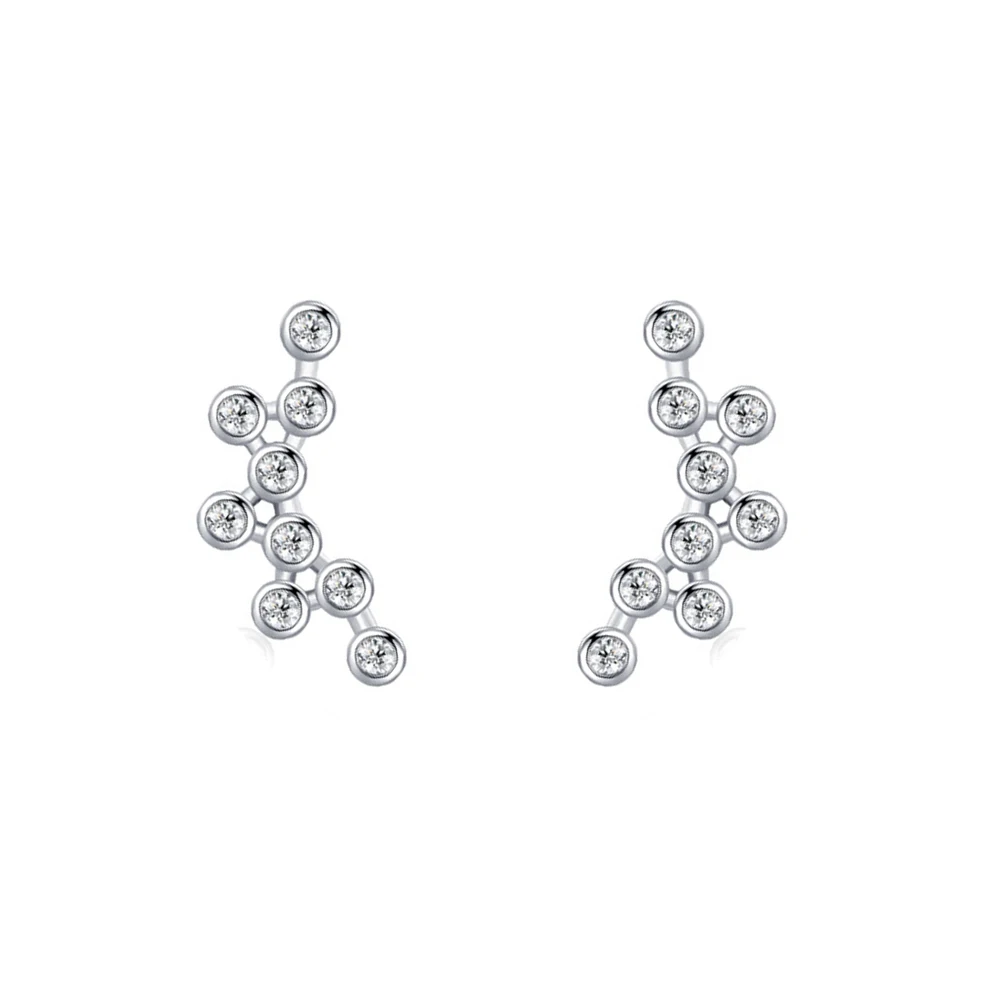 Shiny White Cubic Zirconia Bezel Setting Stud Earrings Women Luxury Hypoallergenic 925 Sterling Silver Stud Earring