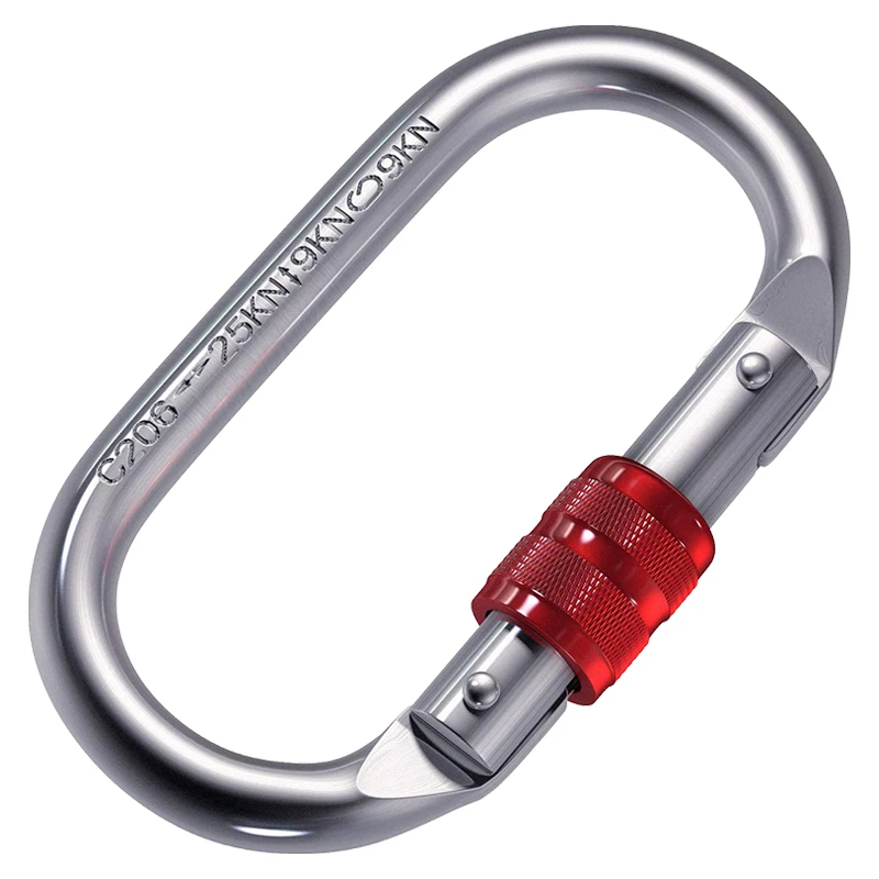 Heavy duty 25KN safety  O shape steel carabiner climbing hook carabiner for hammocks climbing camping