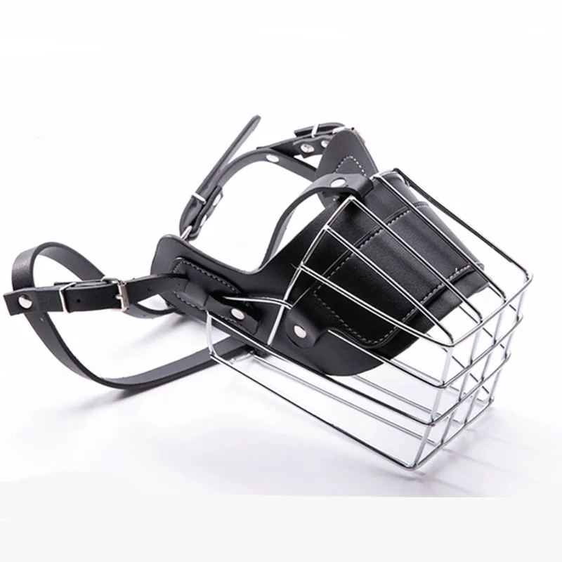 Durable Anti-barking Breathable Adjustable Leather Metal Dog Muzzle for Medium Large Dogs