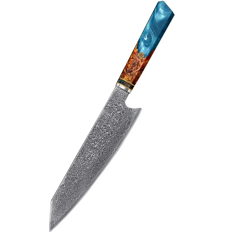 Professional Japanese Kiritsuke Knife 67 layers Damascus Steel Chef Knife with Stabilized Wood Handle