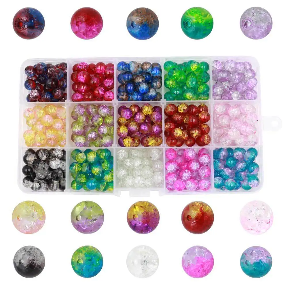Wholesale  375pcs/Box DIY Making Sports 8mm Ball Round Glass Beads For Jewelry Findings Accessories Bracelet Making