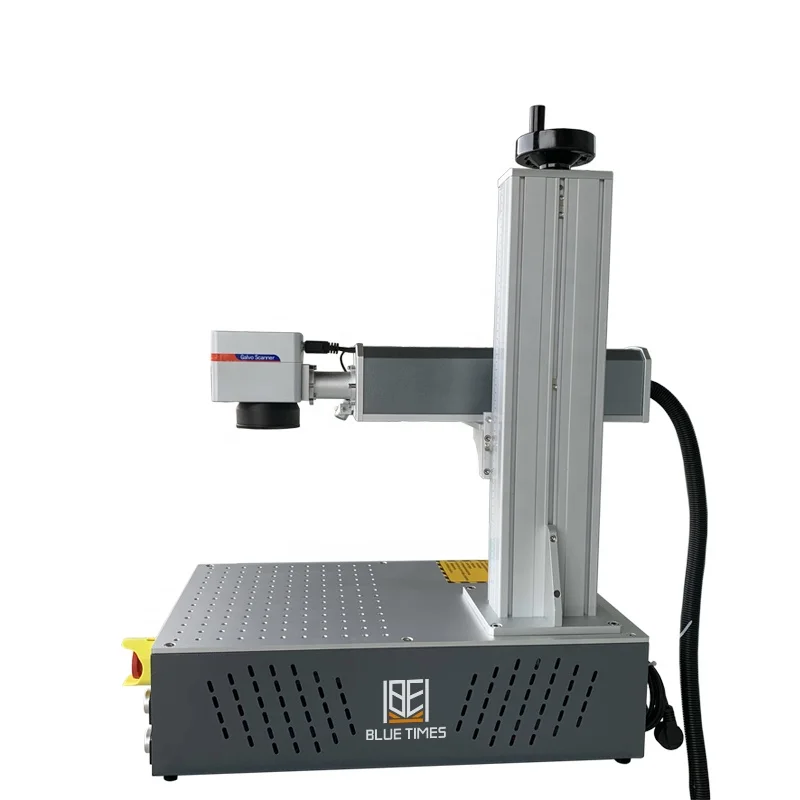 Bluetimes 30w 50w optical portable fiber laser marking machine with rotary