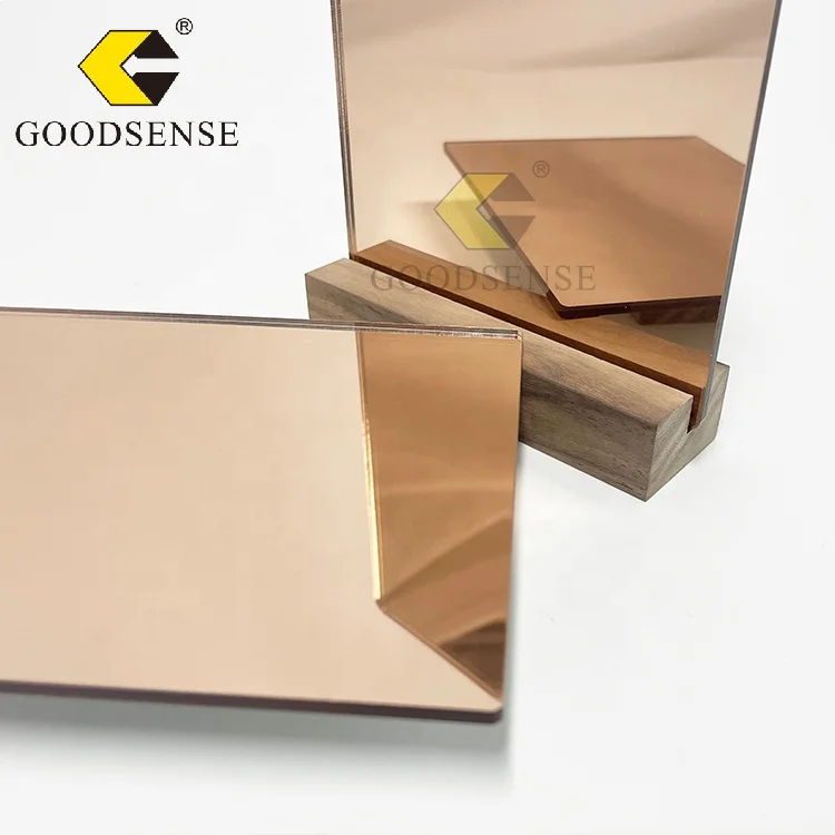 Goodsense Lucite Single Sided Mirror Supplier Rose Gold Mirror Back Paint Mirrored Acrylic Aiscs for Laser Cut Rotary Material