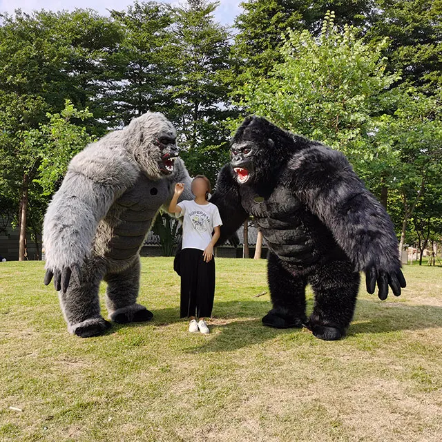 Надувной костюм King Kong для взрослых на Хэллоуин плюшевый пушистый талисман карнавальный животного меховой гориллы