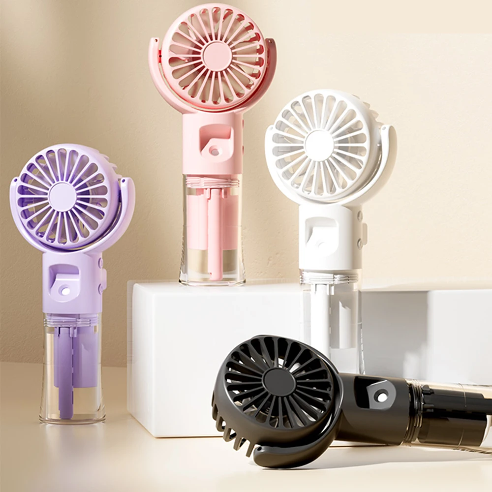 2024 New Handheld Spray Portable Small Fan Gift Custom Humidified Handheld Wearable Fans For Outdoor