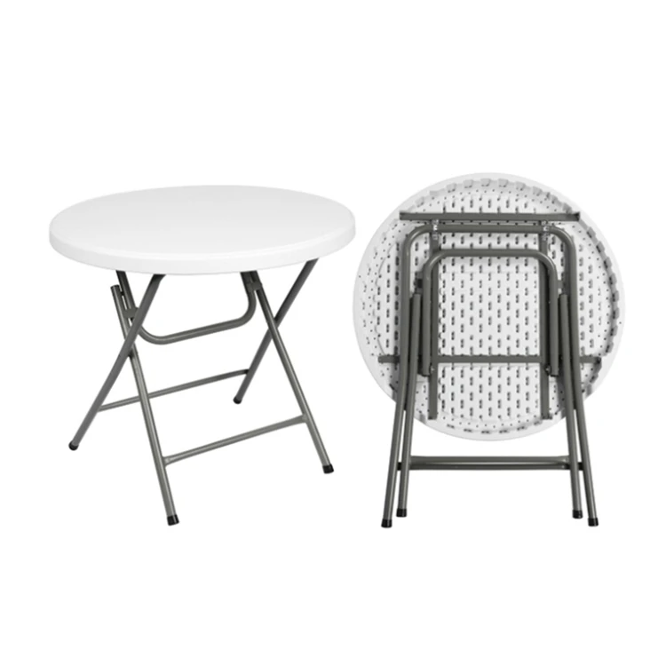 Customized Metal Space Saving Waterproof Small 74CM Height Round Plastic Bar-height Folding Table