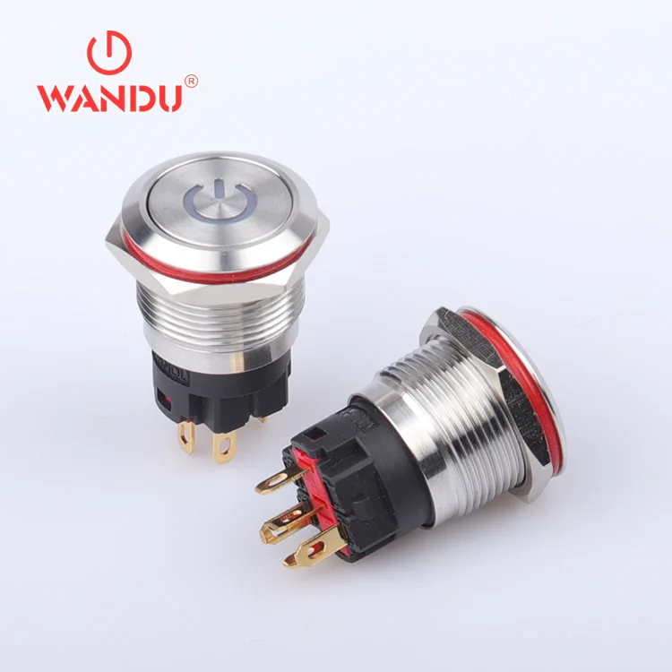 WD19A 19mm 7pin 5pin 12v 24v 110v 220v  Power symbol Ring button switch