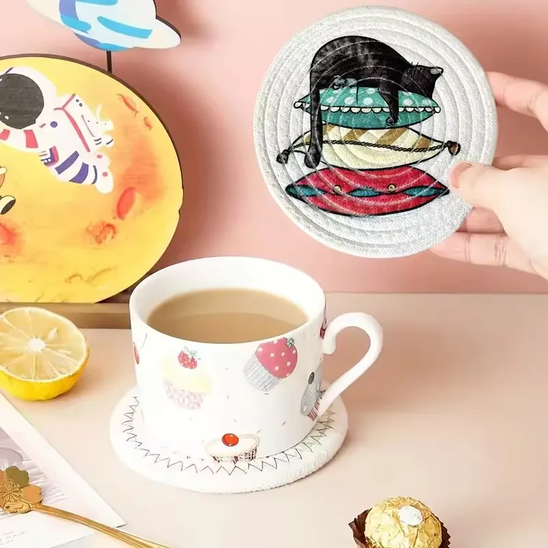 Custom Personalized Printing Polyester Fabric Photo Coasters Sublimation Blanks Round Coaster