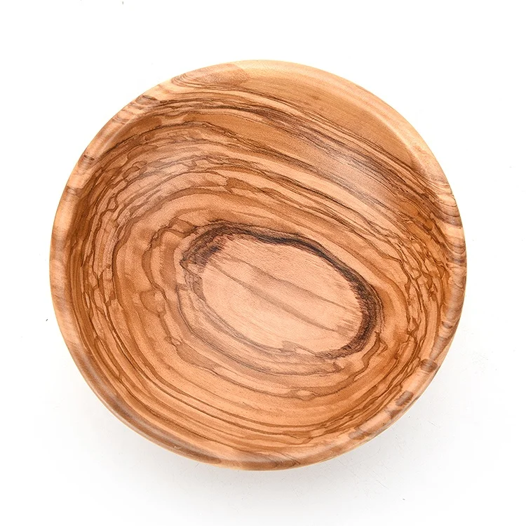 Graceful Wooden food dessert plate Grain Small Round Olive Wood Saucer Dish Japanese Dipping Seasoning Bowls