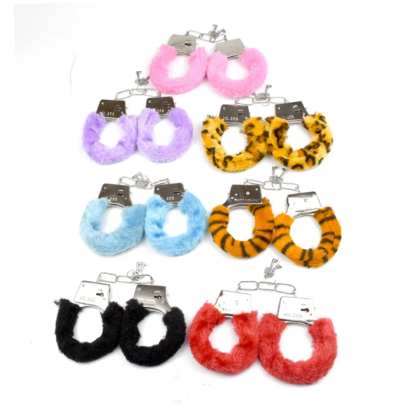 Sex Metal Stainless Steel Fur Bdsm Bondage Restraints Key Buckle SM Role Playing Couples Slave Sex Toy Handcuffs For Kids