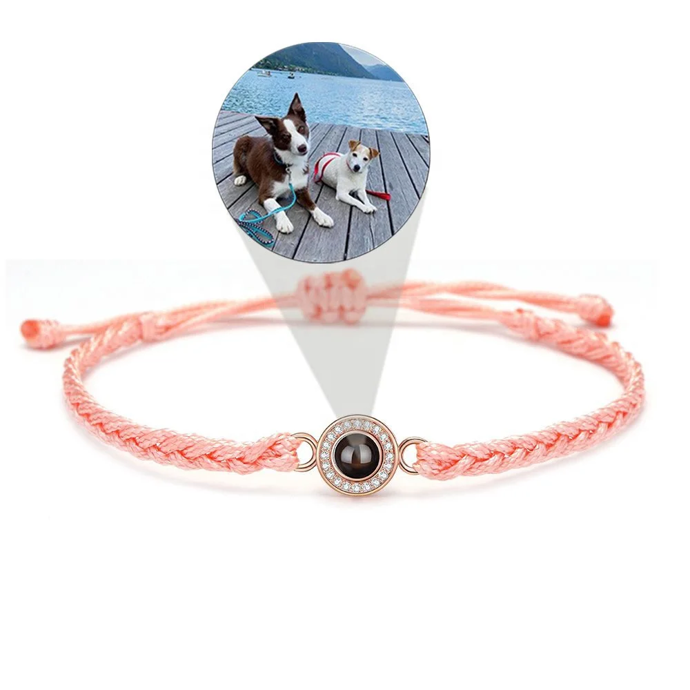 Custom Circle Photo Projection Bracelets Couple Memorial Jewelry Women Men Woven Bracelet Drop Shipping Products 2024
