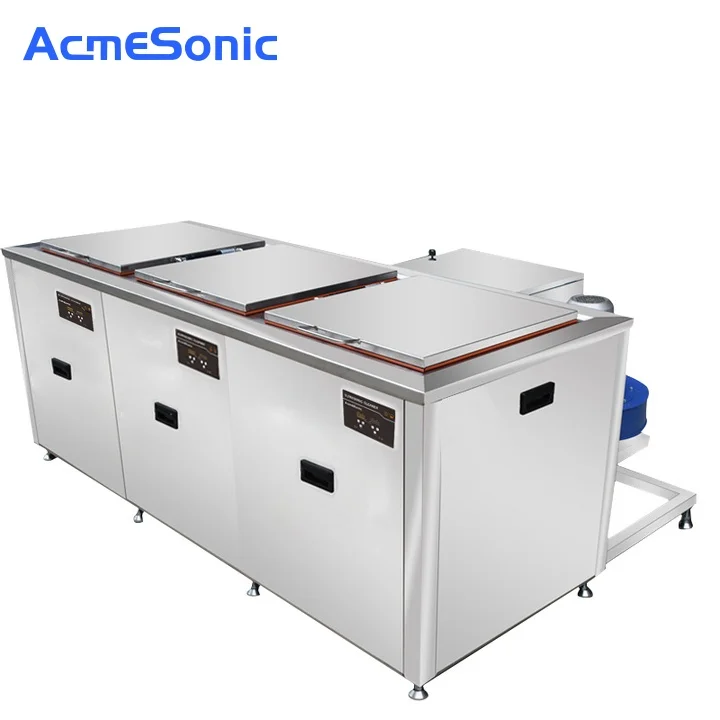 3Large tank industrial ultrasonic cleaner for oil and grease removal of engines gears tools machine with drying