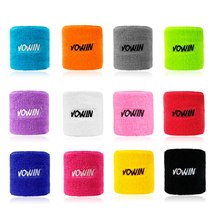 Wholesale Colorful Custom Embroidery Non Slip Adjustable Terry Sweatband Hand Band Cotton Wristband