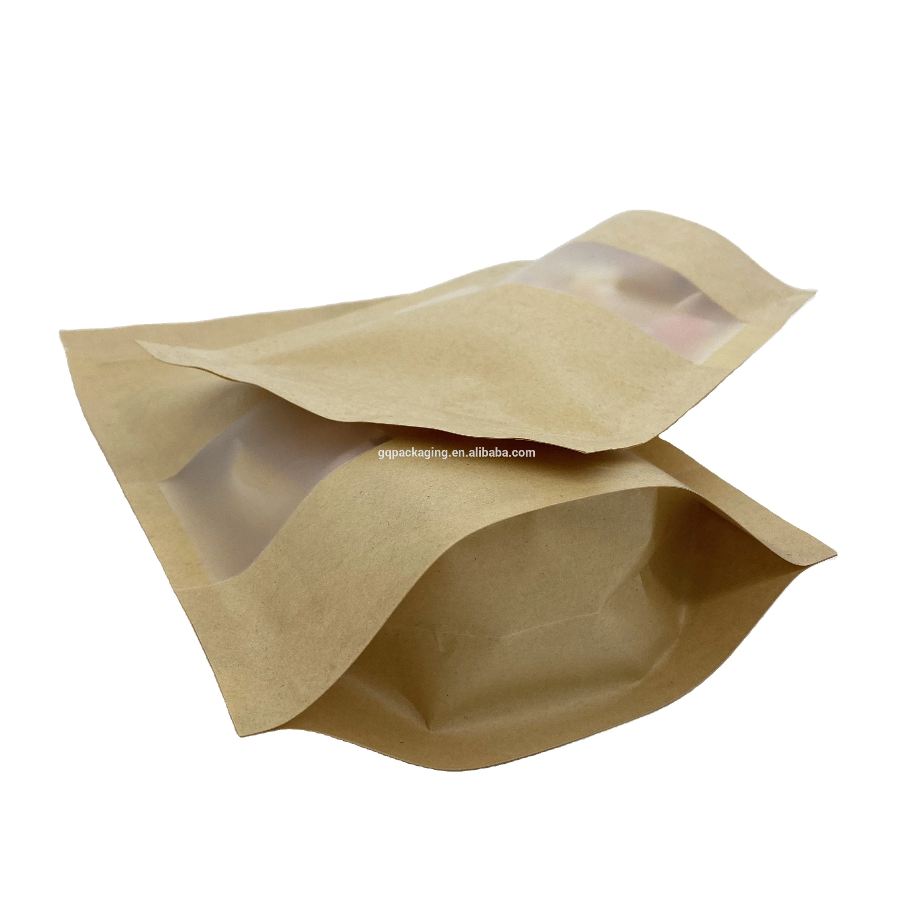 Wholesale Biodegradable Zipper Brown Kraft Paper Bags Tea/Food Packaging Stand Up Paper Ziplock Bag