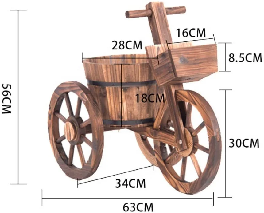 Wheelbarrow Planter Pot Wooden Wagon Planter Flower Cart with Wheels Garden Backyard Planter Decorative Wagon  Jardin Decorative