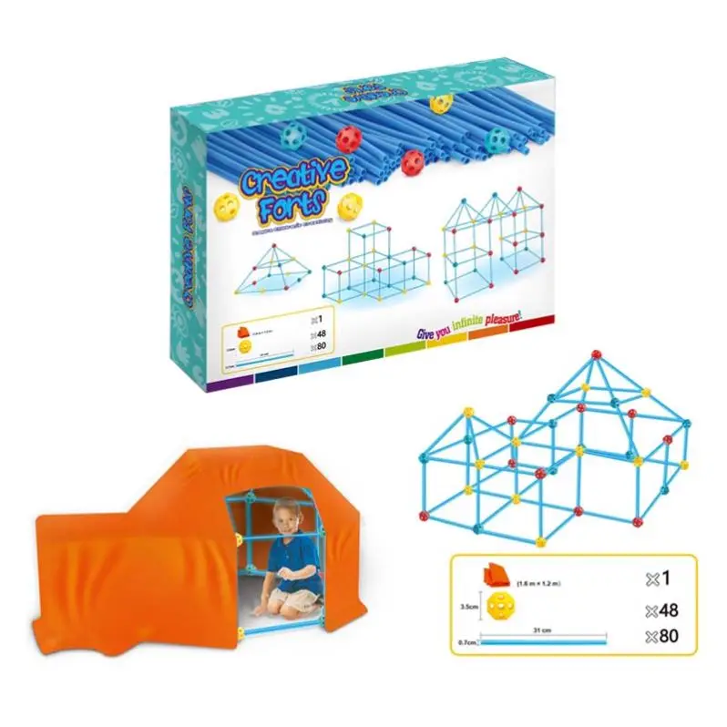 128pcs Creative Forts Unisex DIY Educational Building Block Sets Plastic Straw Blocks Kids 5-7 Years Construction Toy 1:32 Scale