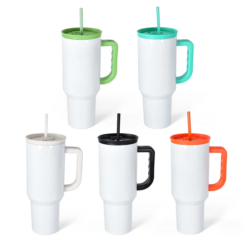 New style 40oz Stainless Steel double wall Insulated Sublimation Blank 40 oz Tumbler Camping Mug cup With Handle