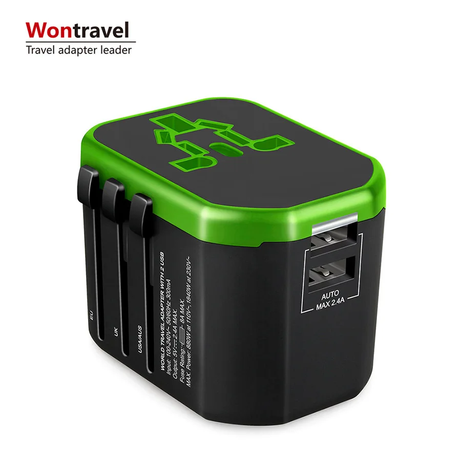 Wontravel Universal Plug Adapter Voltage Converter 240V to 100V Power Plug Travel Adapter with USB Port
