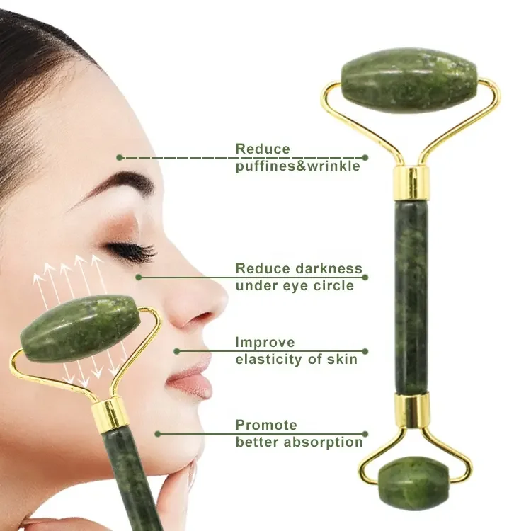 2023 Beauty Massager Wholesale Green Jade Roller Gua Sha Set 100% Natural