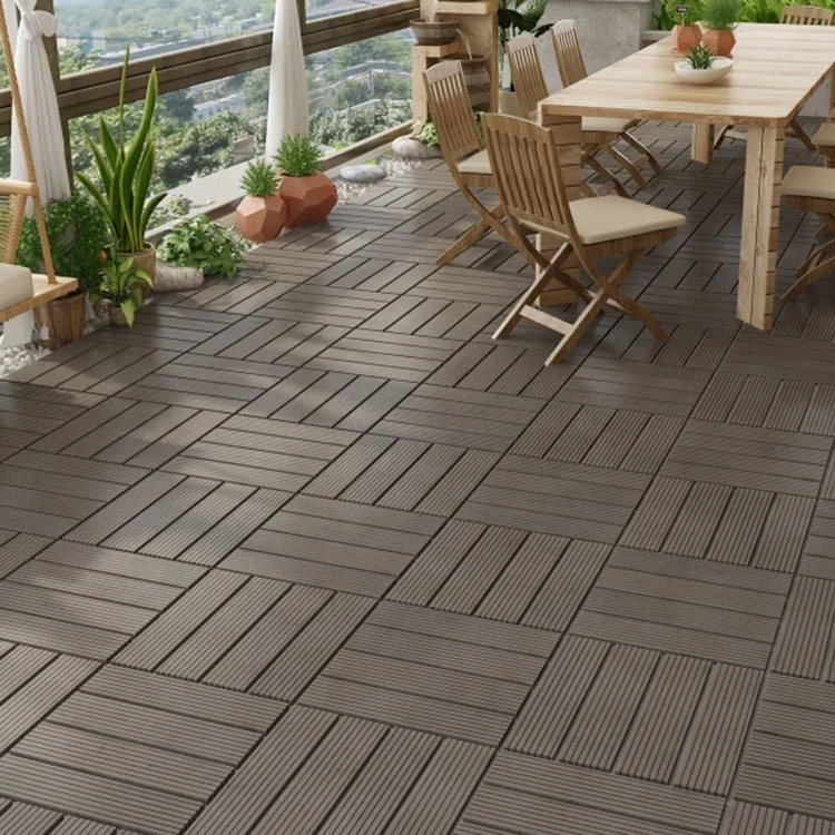 DIY Tiles China manufacturers garden outdoor tiles wpc pool anti slip interlocking composite deck tile 300x300mm