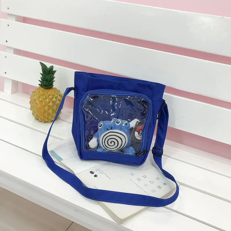 
Wholesale Plain Style Small Square Shape Canvas Shoulder Transparent Window Crossbody Clear Ita Bag For Girls 