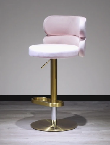 Light luxury stainless steel bar chair front platform red lift rotary back bar chair