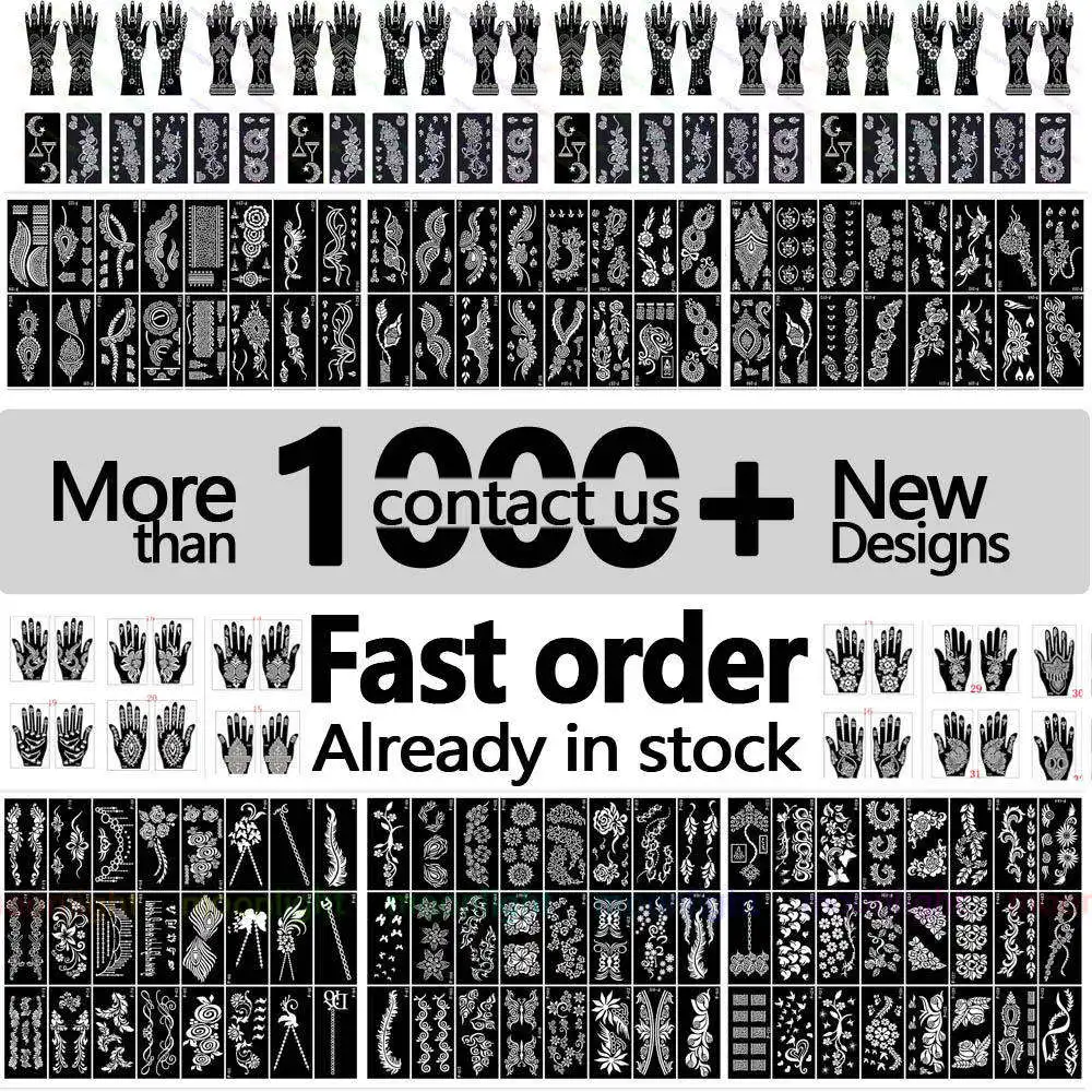 Foot Henna Tattoo Stencils Red Tattoo Templates Reusable For Women Teens Girls