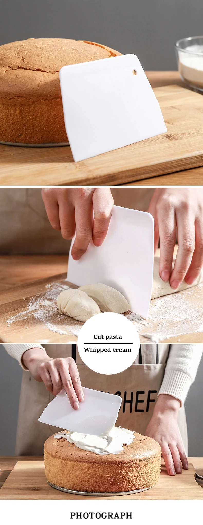Innovative food grade 10*10*10cm Plastic baking scraper
