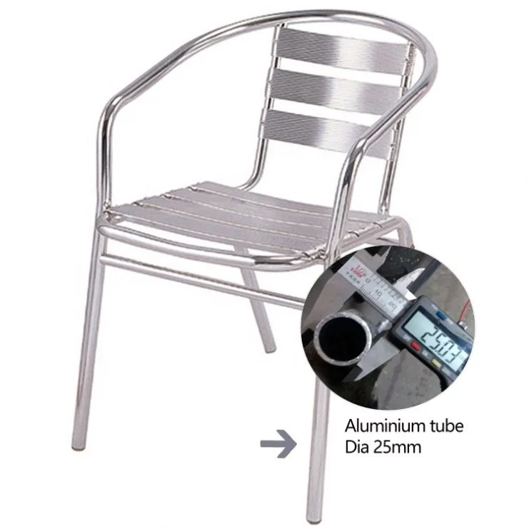 Outdoor Garden Modern Frame Airport Tube Dining Cheap Cafe Aluminum Chair