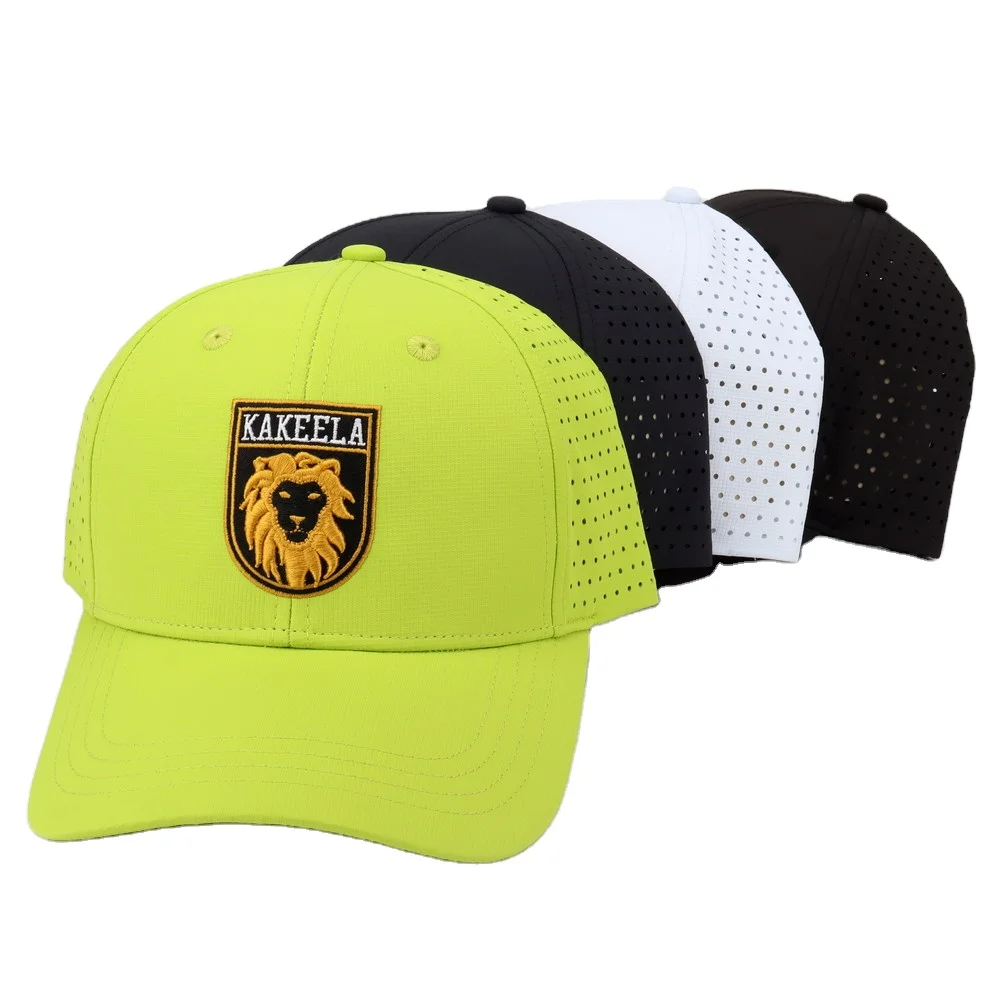 15 days custom logo embroidered adjustable men baseball cap 6 panels laser cut hole snapback performance pickleball hat
