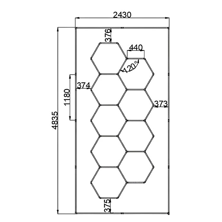 2400*4800MM White Hexagon LED Lights for Car Shop and Garage Workshop Ceiling Detailing Honeycomb Lights AC Power Supply