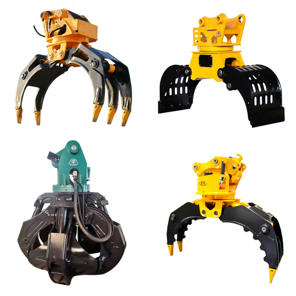 excavator attachments rotating wood grapple