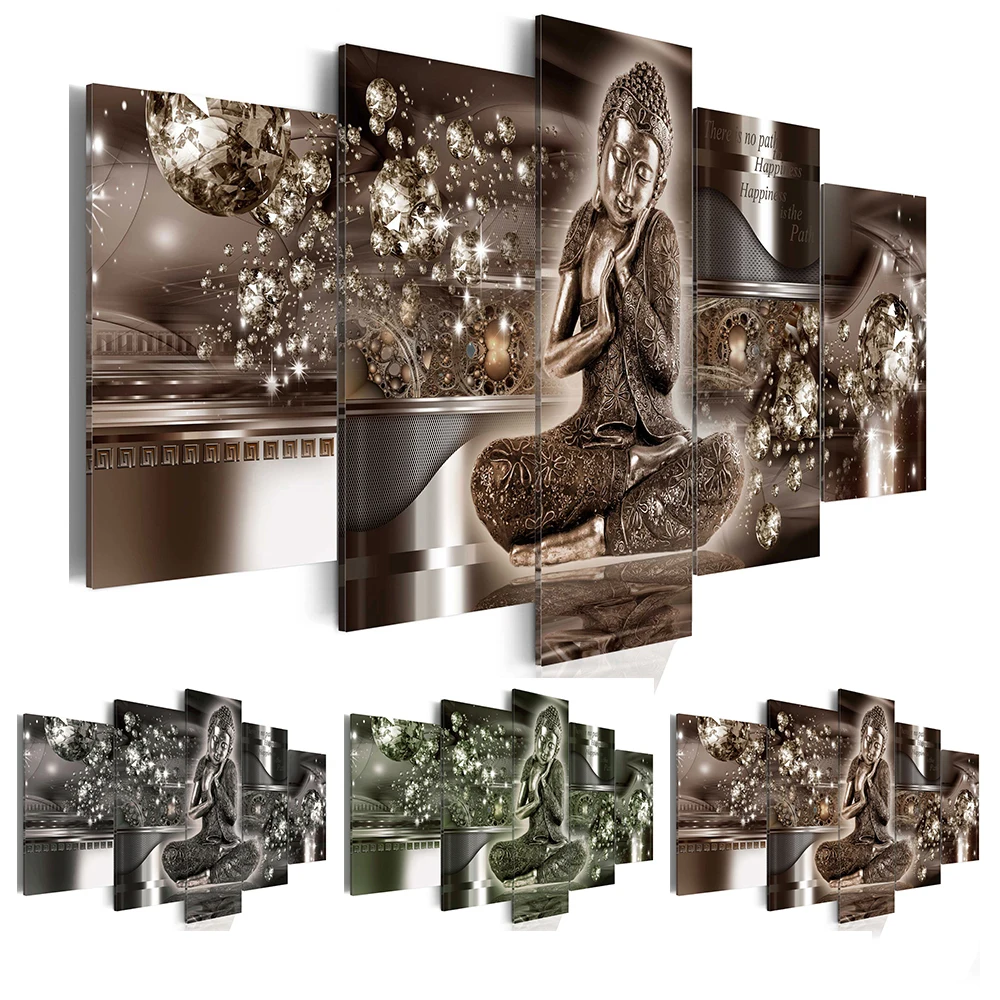 5 Piece Canvas Photo Prints Posters & Prints 3d buddha wall art canvas painting framed