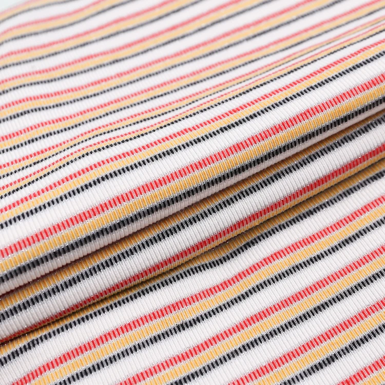 2021 new design colorful micro rib 100% polyester stripe jersey knit fabric