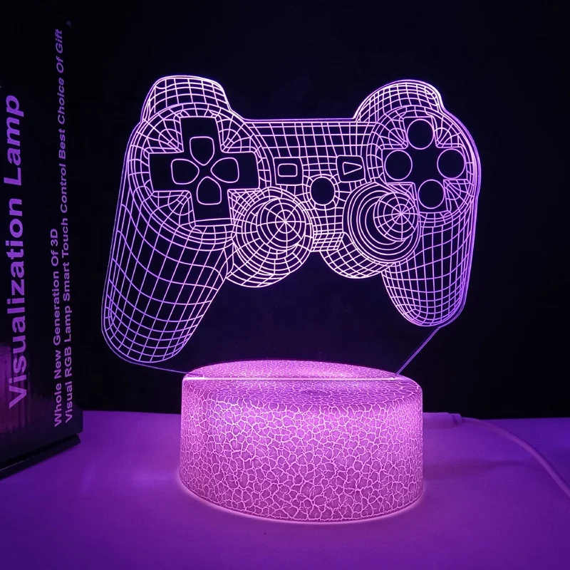 Игры Over иллюзия Лампа геймпад 3D светодиодный Ночной светильник с пультом дистанционного управления 16 изменение цвета для домашнего декора