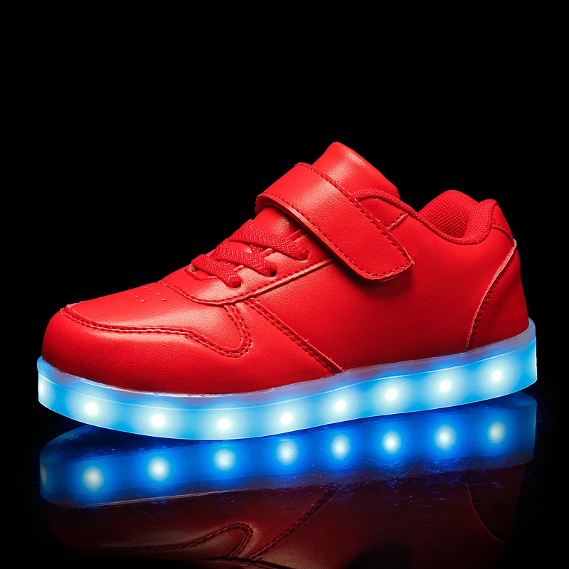 Размер 25-37 USB зарядный обувь со светодиодной подсветкой для детей с подсветкой; Светящиеся кроссовки для мальчиков и девочек; Светящаяся обувь для вечеринок; Танцевальная обувь