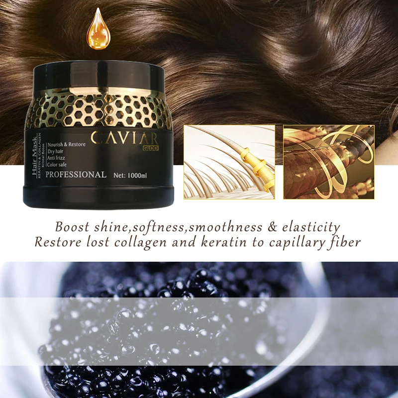 Deep Nourish Black Caviar  Hair Mask  Anti Hair Loss Hair Shampoo Conditioner Set Sulfate-free 1L