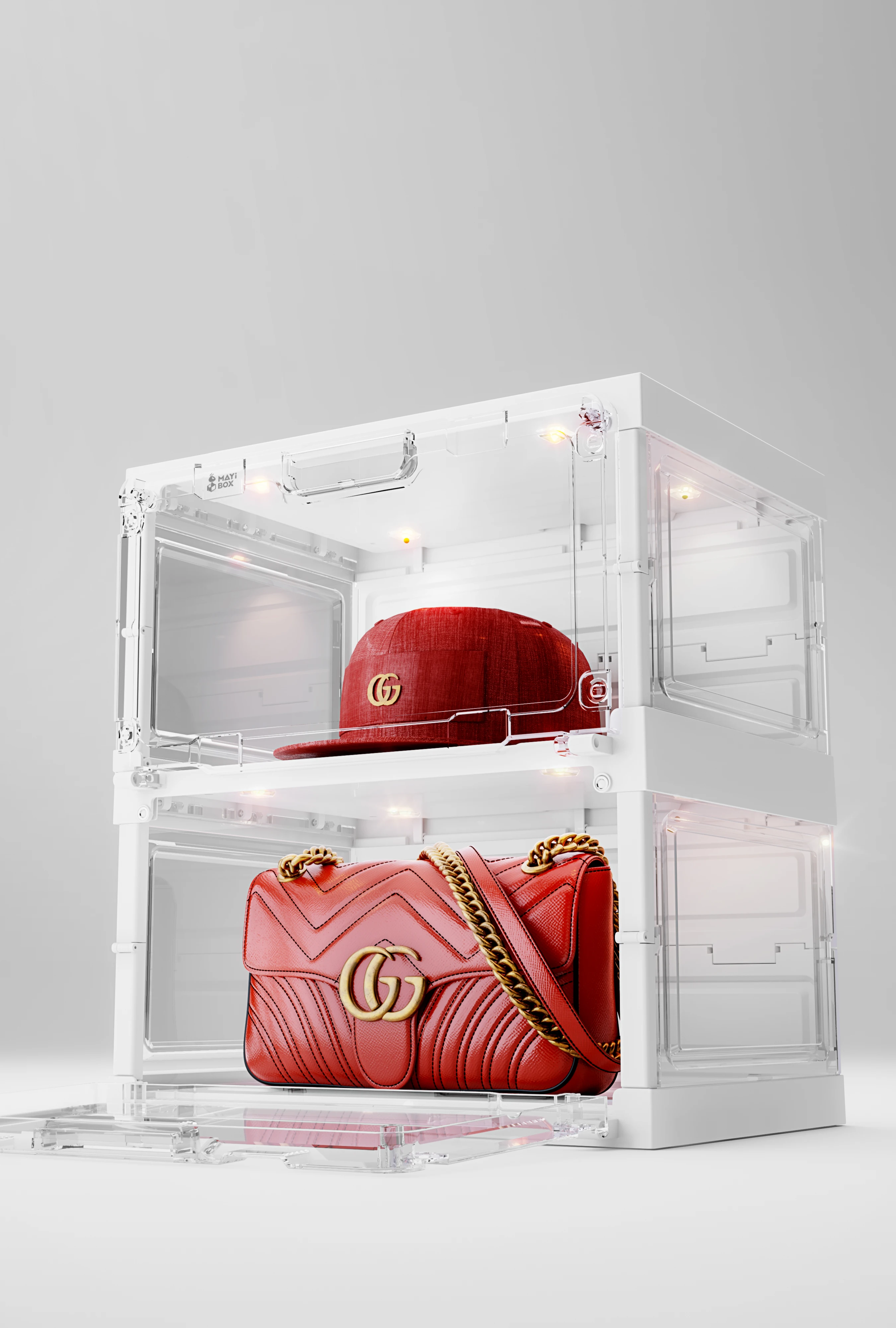 China Wholesale Plastic Sneaker Box Storage Shoe Box Voice Sensor Control LED Transparent Stackable Plastic Shoe Box Storage